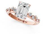 Rose gold Emerald Diamond Cluster Prong-Set Solitaire Ring_57