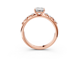 Rose gold Emerald Diamond Cluster Prong-Set Solitaire Ring_59