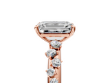 Rose gold Emerald Diamond Cluster Prong-Set Solitaire Ring_61