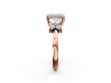 Rose gold Emerald Diamond Floral Cluster Ring with Solitaire Band and Prong Setting_95