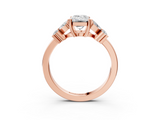 Rose gold Emerald Diamond Floral Cluster Ring with Solitaire Band and Prong Setting_96