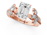 Rose gold Emerald Diamond Floral Vine Solitaire Engagement Ring_18