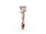 Rose gold Emerald Diamond Floral Vine Solitaire Engagement Ring_19