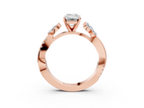 Rose gold Emerald Diamond Floral Vine Solitaire Engagement Ring_20