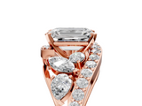 Rose gold Emerald Diamond Halo Ring with Marquise and Pavé Band in Prong Setting_118