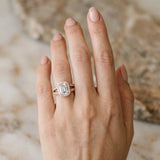 Rose gold Emerald Diamond Halo Ring with Split Shank Pavé Band and Four-Prong Setting_18