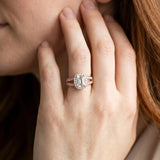 Rose gold Emerald Diamond Halo Ring with Split Shank Pavé Band and Four-Prong Setting_20