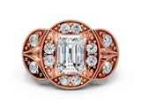 Rose gold Emerald Diamond Milgrain Marquise Filigree Engagement Ring with Prong Setting_6