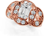 Rose gold Emerald Diamond Milgrain Marquise Filigree Engagement Ring with Prong Setting_7