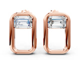 Rose gold Emerald Diamond Open Frame Stud Earrings_30