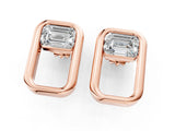 Rose gold Emerald Diamond Open Frame Stud Earrings_31