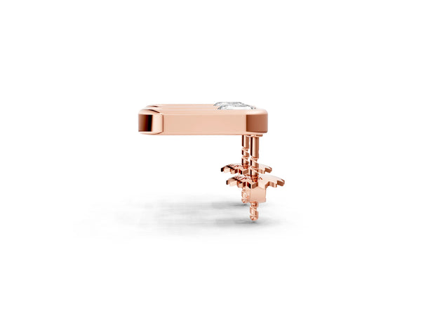 Rose gold Emerald Diamond Open Frame Stud Earrings