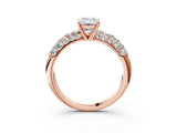 Rose gold Emerald Diamond Pavé Band Solitaire Ring with Four-Prong Setting_52