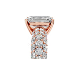 Rose gold Emerald Diamond Pavé Band Solitaire Ring with Four-Prong Setting_54