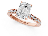 Rose gold Emerald Diamond Pavé Band Solitaire with Four-Prong Setting_178