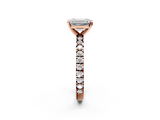 Rose gold Emerald Diamond Pavé Band Solitaire with Four-Prong Setting_179