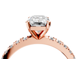 Rose gold Emerald Diamond Pavé Band Solitaire with Four-Prong Setting_181