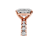 Rose gold Emerald Diamond Pavé Band Solitaire with Four-Prong Setting_182