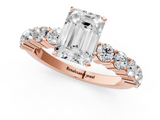 Rose gold Emerald Diamond Pavé Band Solitaire with Four-Prong Setting_26