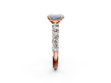 Rose gold Emerald Diamond Pavé Band Solitaire with Four-Prong Setting_27