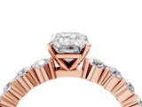 Rose gold Emerald Diamond Pavé Band Solitaire with Four-Prong Setting_29