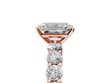 Rose gold Emerald Diamond Pavé Band Solitaire with Four-Prong Setting_30