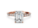 Rose gold Emerald Diamond Pavé Band with Six-Prong Setting_15