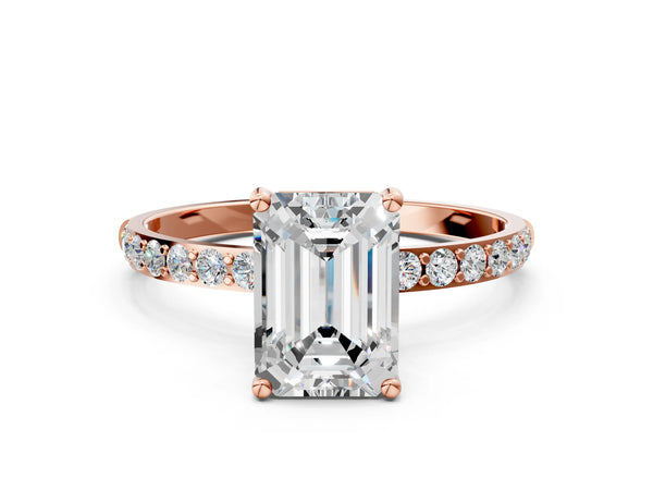 Rose gold Emerald Diamond Pavé Band with Six-Prong Setting