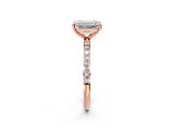 Rose gold Emerald Diamond Pavé Band with Six-Prong Setting_17