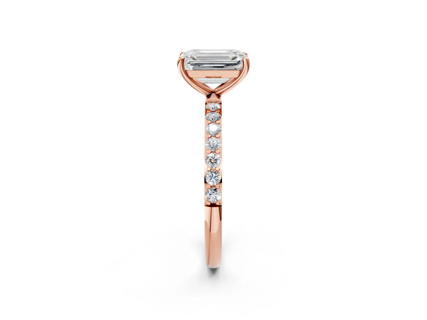 Rose gold Emerald Diamond Pavé Band with Six-Prong Setting