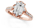 Rose gold Emerald Diamond Pave Band with Floral Prong Setting_28