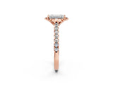 Rose gold Emerald Diamond Pave Band with Floral Prong Setting_29