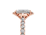 Rose gold Emerald Diamond Pave Band with Floral Prong Setting_32