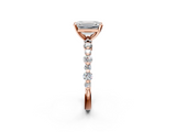 Rose gold Emerald Diamond Prong Set Engagement Ring with Pave Band_226