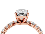 Rose gold Emerald Diamond Prong Set Engagement Ring with Pave Band_228