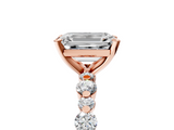 Rose gold Emerald Diamond Prong Set Engagement Ring with Pave Band_229
