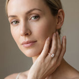 Rose gold Emerald Diamond Solitaire Engagement Ring with Pavé Band and Four-Prong Setting_13