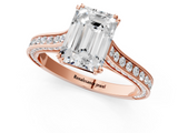Rose gold Emerald Diamond Solitaire with Pave Band and Six-Prong Setting_33