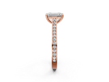 Rose gold Emerald Diamond Solitaire with Pave Band and Six-Prong Setting_34