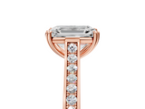 Rose gold Emerald Diamond Solitaire with Pave Band and Six-Prong Setting_37