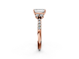 Rose gold Emerald Diamond Three-Stone Pave Band with Four-Prong Setting_34