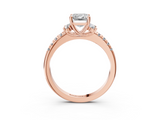 Rose gold Emerald Diamond Three-Stone Pave Band with Four-Prong Setting_35