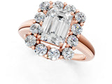 Rose gold Emerald Halo Cluster Diamond Engagement Ring with Prong Setting and Polished Band_88