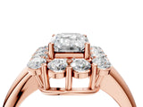Rose gold Emerald Halo Cluster Diamond Engagement Ring with Prong Setting and Polished Band_91