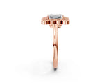 Rose gold Emerald Halo Diamond Cluster Engagement Ring with Milgrain Bezel Setting and Solitaire Band_53