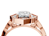 Rose gold Emerald Halo Diamond Engagement Ring with Milgrain Band and Four-Prong Setting_41