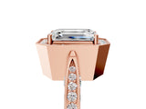 Rose gold Emerald Halo Diamond Engagement Ring with Split Shank Band and Four-Prong Setting_11