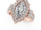 Rose gold Emerald Halo Diamond Engagement Ring with Split Shank and Four-Prong Setting 1