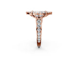 Rose gold Emerald Halo Diamond Engagement Ring with Split Shank and Four-Prong Setting 2