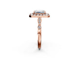 Rose gold Emerald Halo Diamond Engagement Ring with Twisted Band and Four-Prong Setting 2